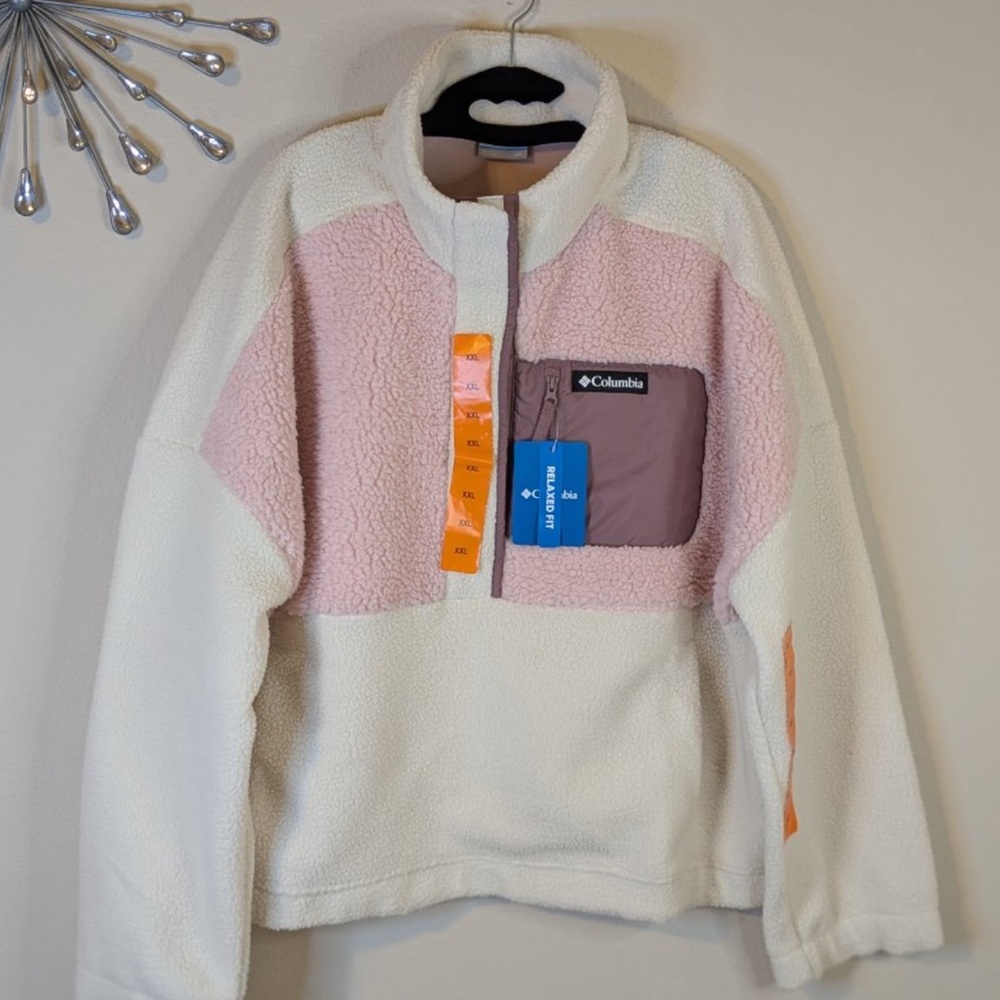 💥💥 SOLD💥💥 Tic Tok Sensation Columbia Lodge Sherpa Fleece Jacket Pink XL NWT - Picture 4 of 14